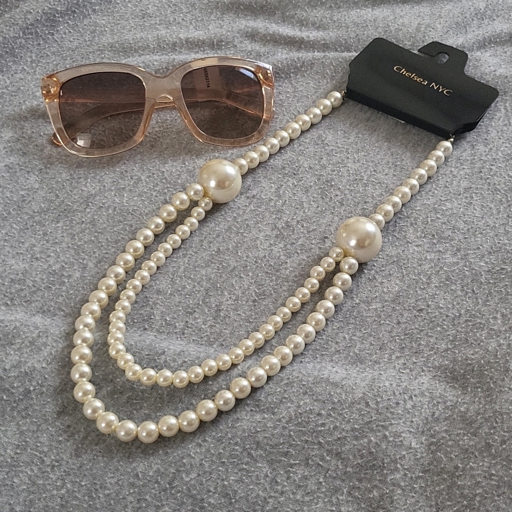 Chelsea NYC Fashion Pearl Jewelry & A pair of Lauren Conrad sunglasses.